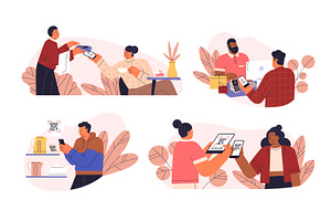 People use contactless payment set, a Finance Illustration by Good Studio