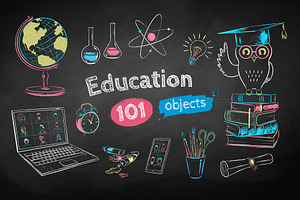 Chalked education set (color)
