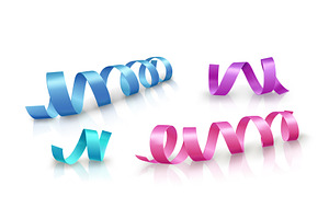 Colorful curly satin ribbons set, an Object Illustration by art PVP - market