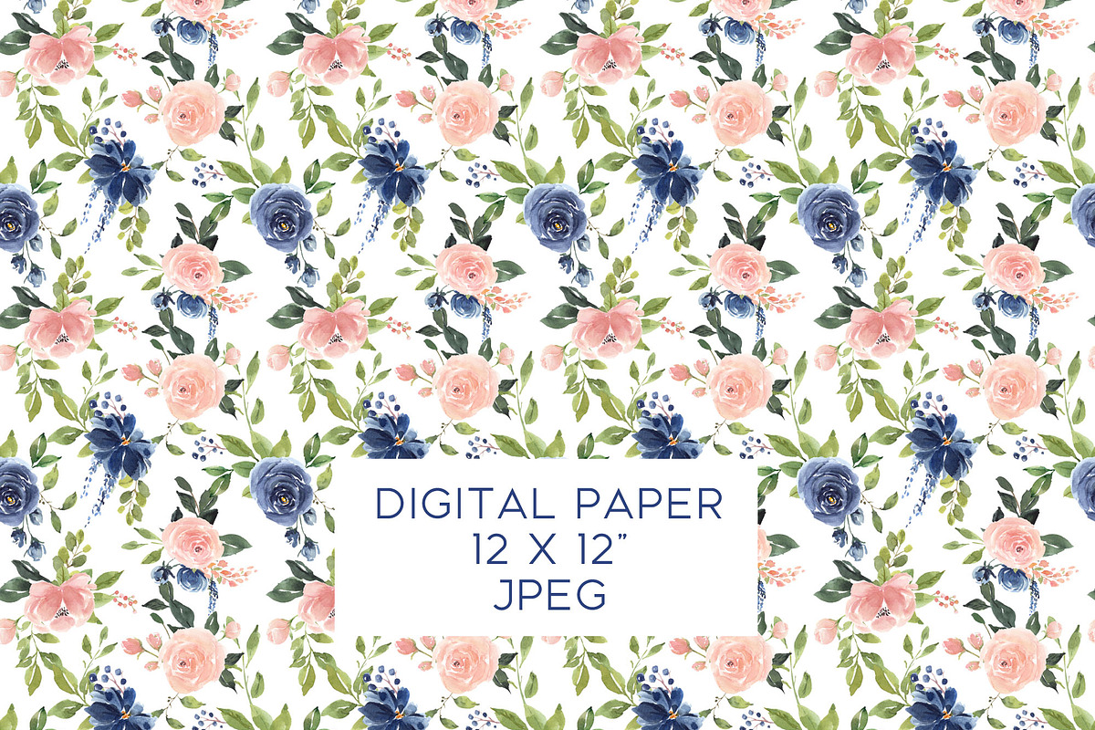 Blush and Blue Watercolor Flowers, an Illustration by Graphic Blue Bird (Photo 6 of 9)