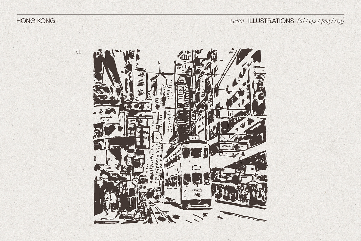 Hong Kong Cityscape Sketches, a Work Illustration by TheMountBirdStudio (Photo 3 of 6)
