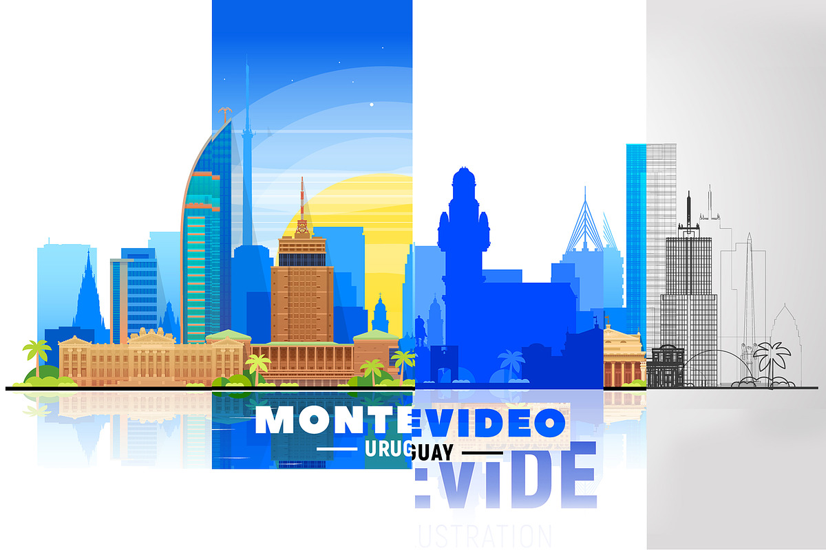 Montevideo Uruguay vector skyline, a Work Illustration by Sky and glass (Photo 1 of 6)