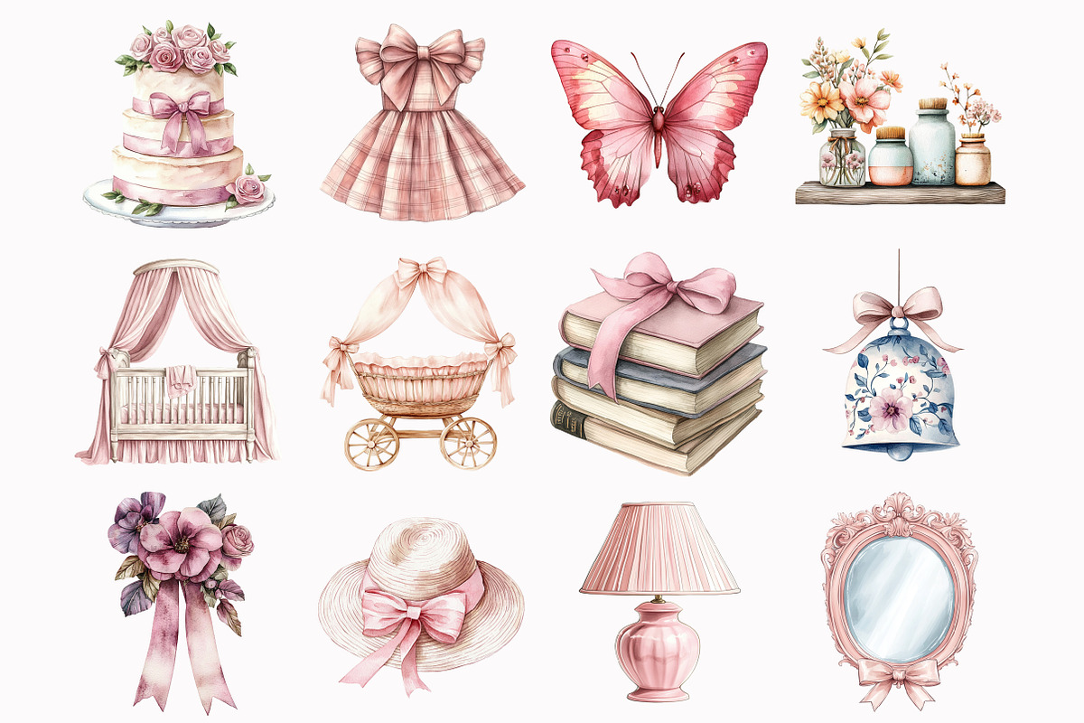 Pink French Nursery Clipart, an Illustration by Design Market (Photo 4 of 6)