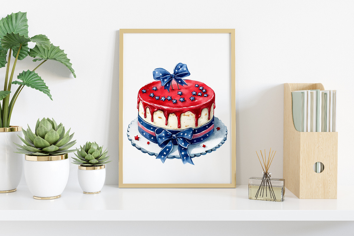 Watercolor Labor Day Cake Clipart, an Illustration by Canvas Craft (Photo 7 of 8)