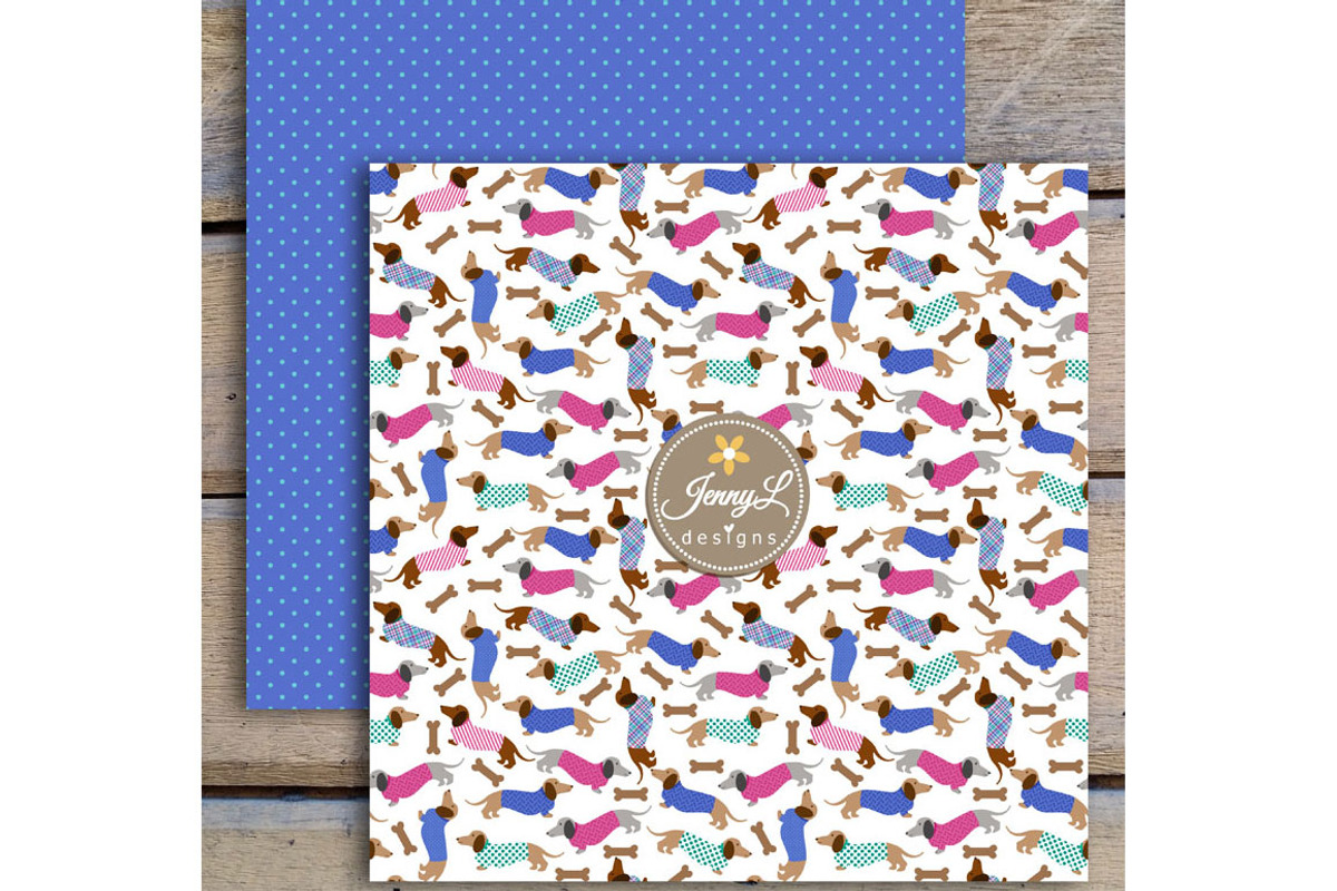Dachshund Dog Digital Paper Clipart, an Animal Illustration by JennyL Designs (Photo 6 of 6)