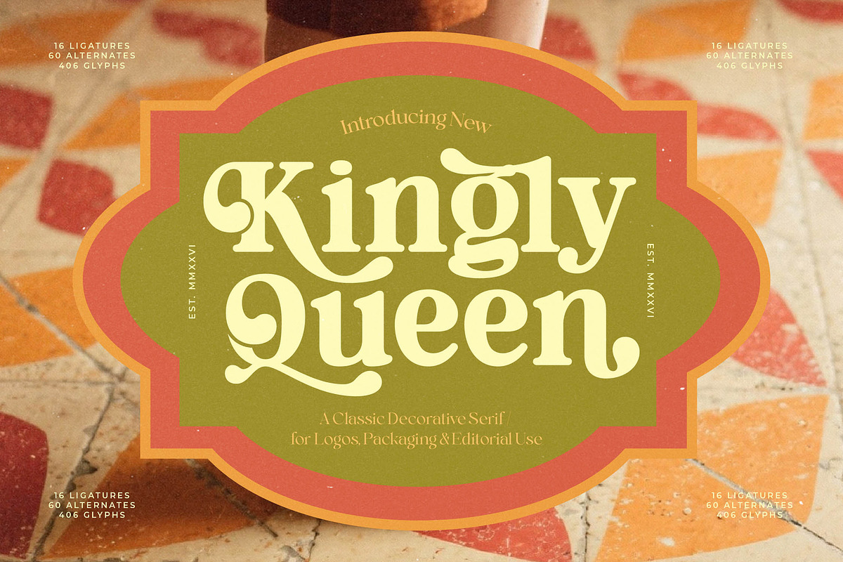 Kingly Queen Retro Serif Display, a Serif Font by timelesstype.co (Photo 1 of 20)