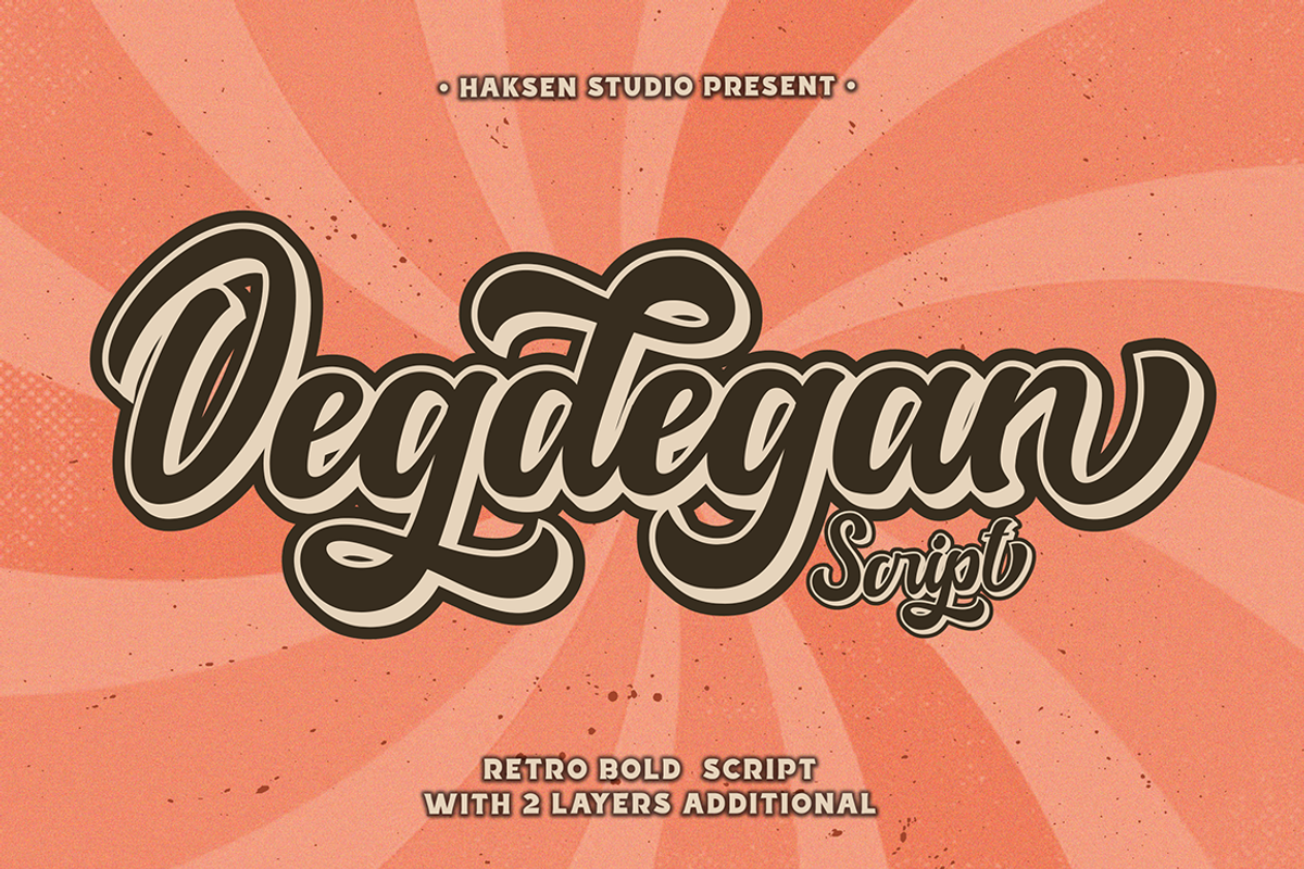 Degdegan Bold Script Retro, a Script Font by Haksen (Photo 1 of 11)