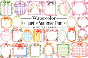 Coquette Summer Frame Clipart Bundle, an Illustration by Libby Wishes