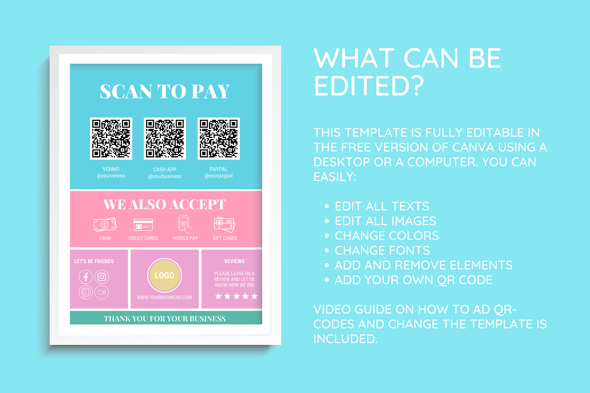 Scan to Pay Sign Template, a Brochure Template by SunshineStudioBoutique (Photo 4 of 10)