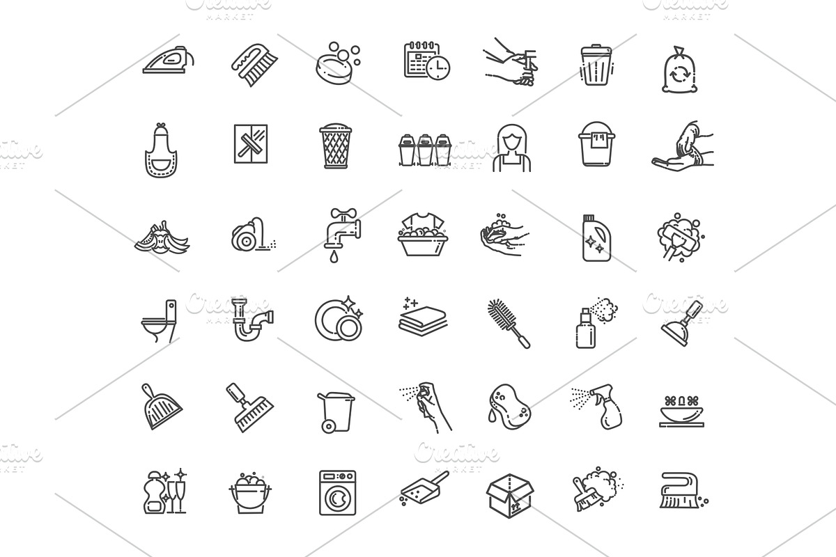 Housekeeping service icons, an Object Illustration by Tettygreen
