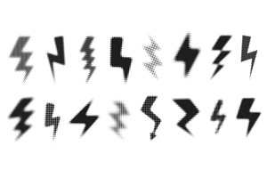 Halftone lightning bolt. Blurred, an Object Illustration by winwin.art