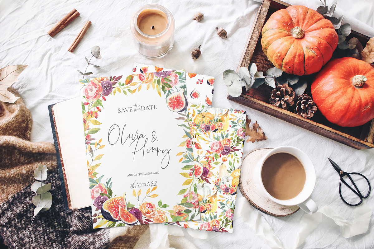Watercolor Pumpkin Autumn Clipart, a Decorative Illustration by Catherine Wheel (Photo 2 of 12)