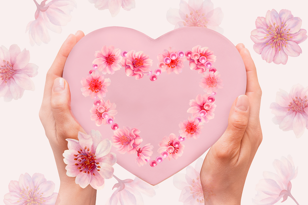 Cherry Blossom Hearts, a Decorative Illustration by EL_SUHOVA (Photo 9 of 15)