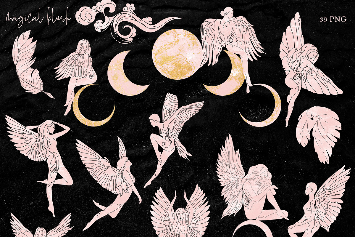 CELESTIAL ANGELS.LINE ART COLLECTION, an Animal Illustration by ArtOLB (Photo 8 of 12)