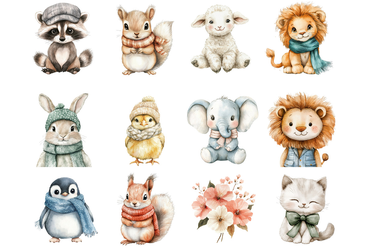 Watercolor Baby Animals Clipart, an Illustration by Design Market (Photo 4 of 5)