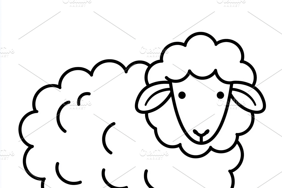 Cute sheep drawing, a simple line art illustration providing a f, an Illustration by Studio ANNA (Photo 2 of 2)