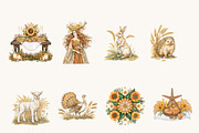 Watercolor Fall Harvest Clipart, an Object Illustration by BusyDaydesign (Thumbnail 2 of 9)