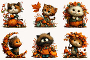Whimsical Autumn Fall Cat Clipart, a Seasonal Illustration by Designworld (Thumbnail 3 of 8)