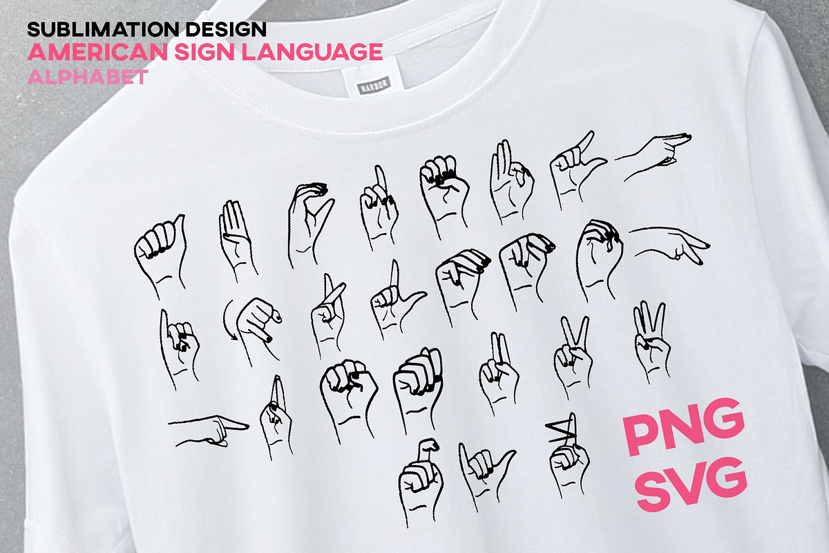 ASL SVG Bundle Sublimation Sign Font, an Education Illustration by InkCloudDesign (Photo 23 of 23)