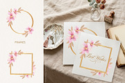 Pink Watercolor Flowers & Gold, a Decorative Illustration by Gribanessa (Thumbnail 3 of 13)