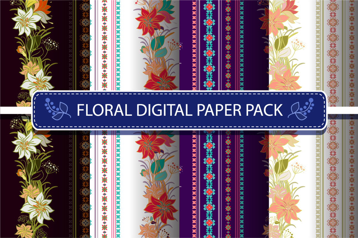 Floral Digital Paper Pack, a Pattern Graphic by Sunny_Lion
