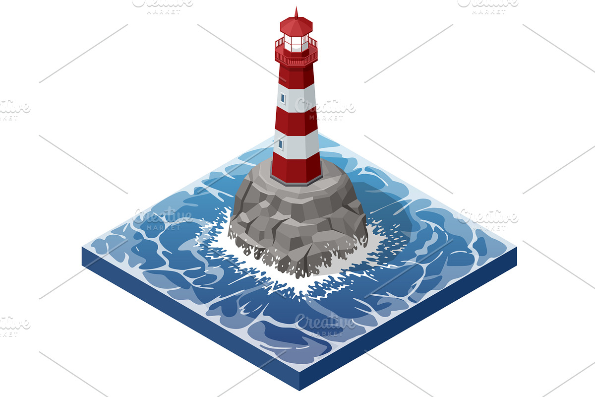 A striking Isometric lighthouse, an Animal Illustration by Golden Sikorka