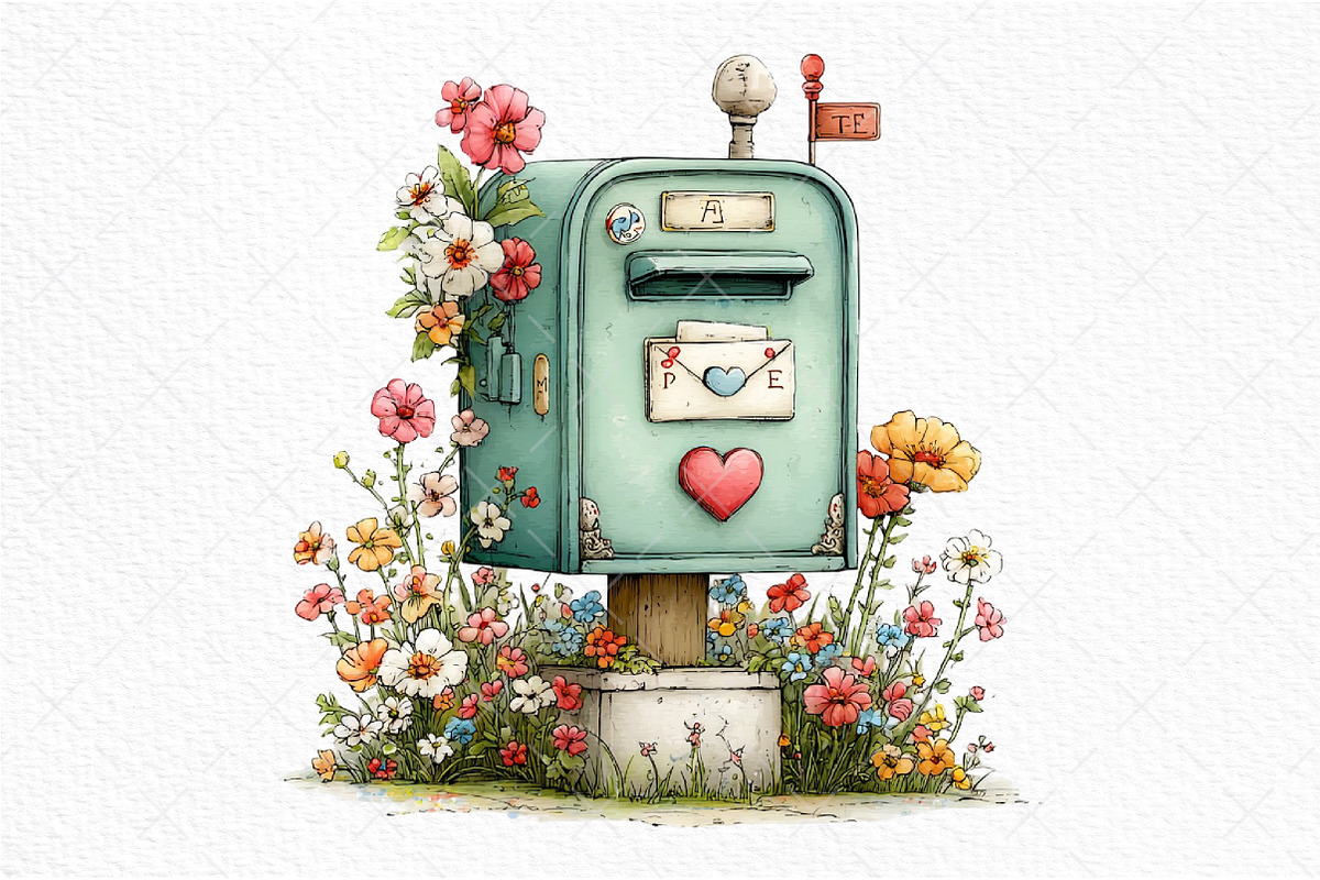 Whimsical Spring Mailbox Clipart, an Illustration by Craft Nest (Photo 9 of 11)