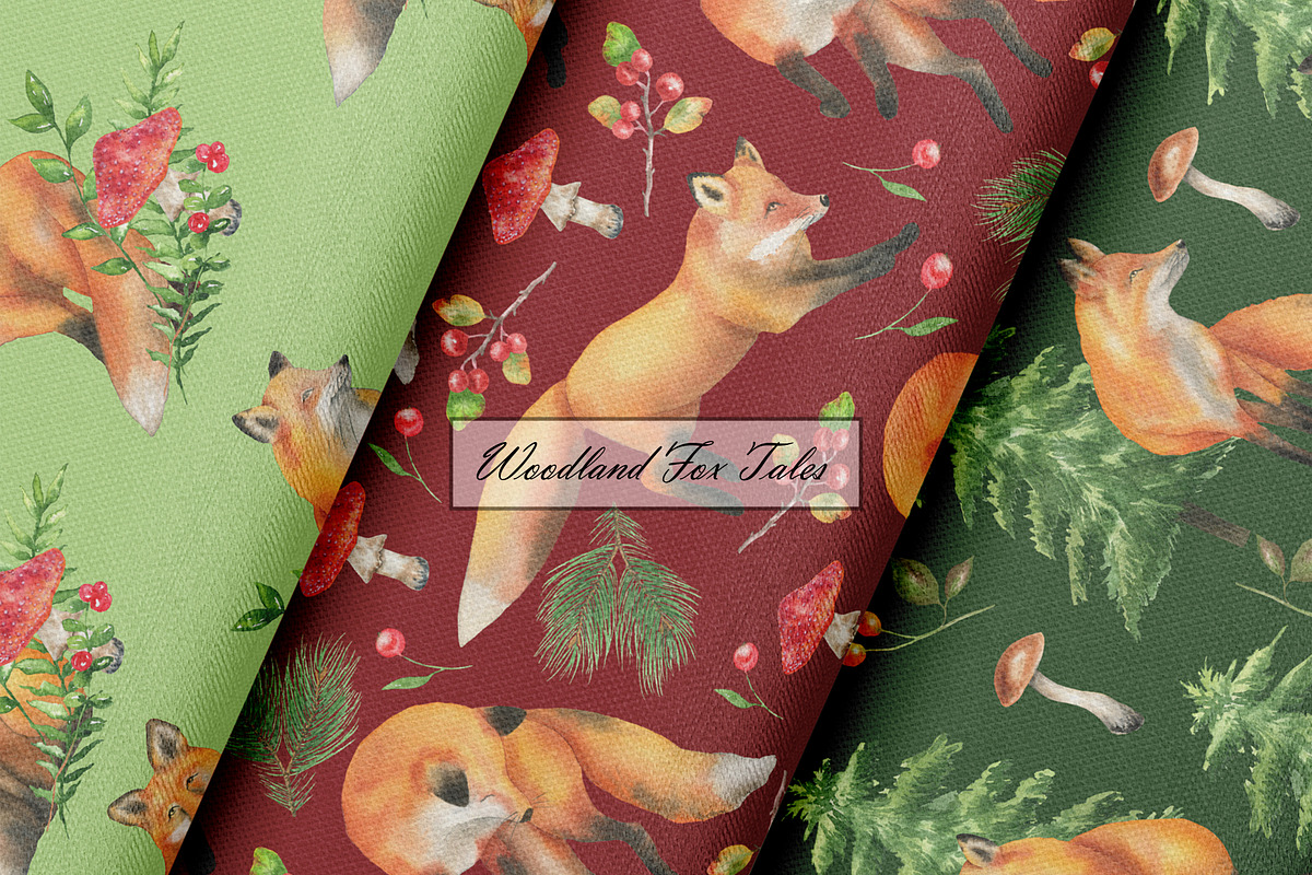 Watercolor Fox Seamless Patterns, an Animal Illustration by OlDm_Shop (Photo 6 of 10)