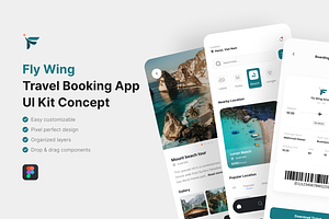 Fly Wing - Travel App UI Kit, an UI Kit Template by iDoodle Studio