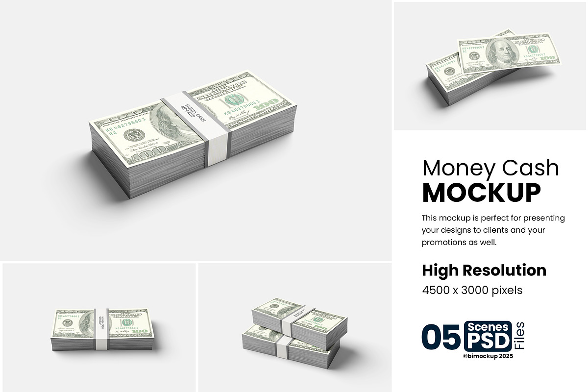 Money Cash Mockup, a Product Mockup by bimockup (Photo 1 of 6)