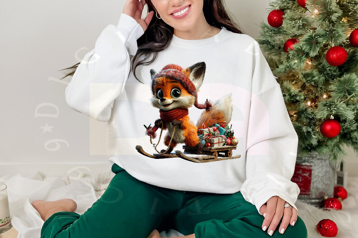 Whimsical Christmas Fox Clipart, a Transportation Illustration by Digital Artistic99 (Photo 5 of 7)