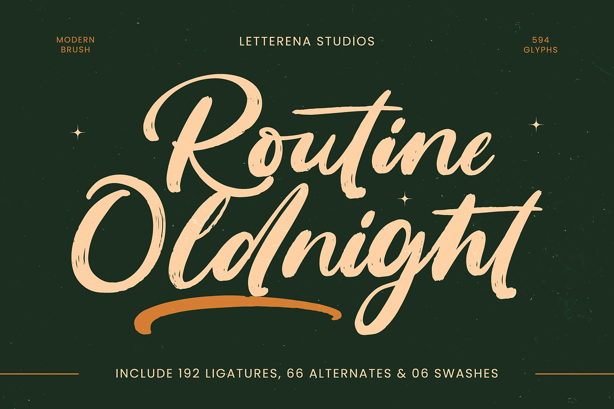 Routine Oldnight Modern Brush Font, a Script Font by Letterena Studios Script (Photo 1 of 20)
