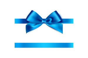 Shiny Blue Satin Ribbon On White Background