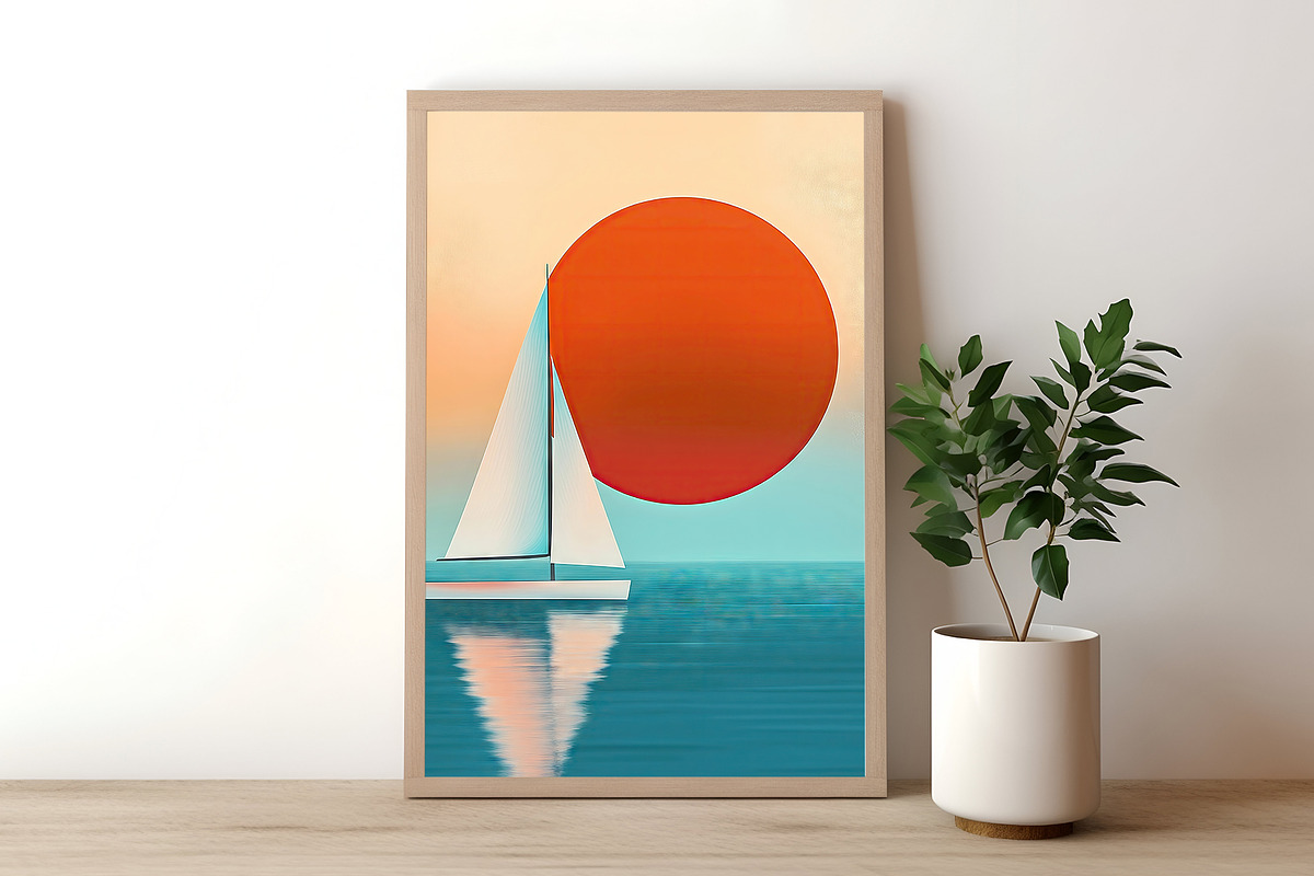 Sunset Sailboat Illustration, a Decorative Illustration by Housui Patterns (Photo 7 of 9)