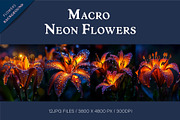 Macro Neon flowers. Wall art., a Decorative Illustration by KENO Mascots (Thumbnail 2 of 5)