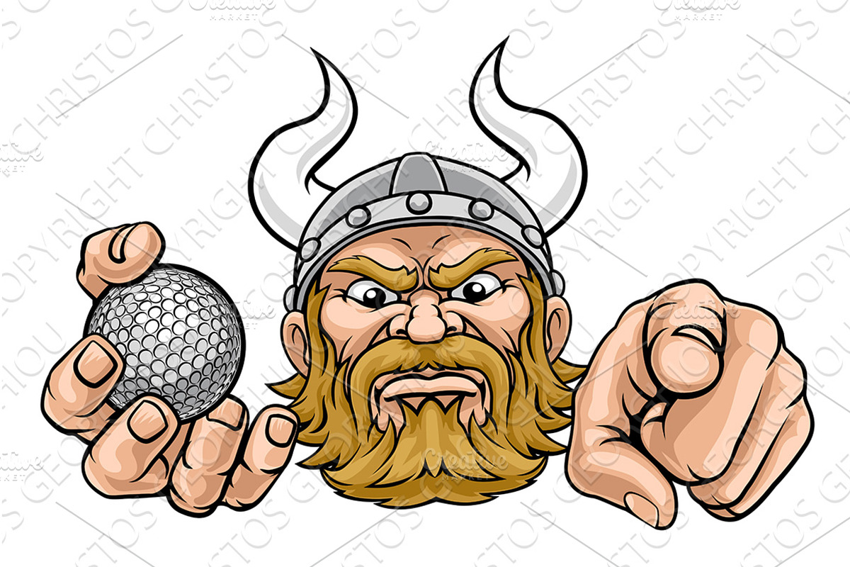 Viking Golf Ball Sports Team Mascot, an Object Illustration by Christos Georghiou
