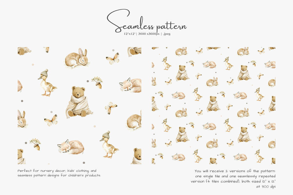 nursery woodland seamless pattern, a Pattern Graphic by Pink Studio Art (Photo 2 of 5)