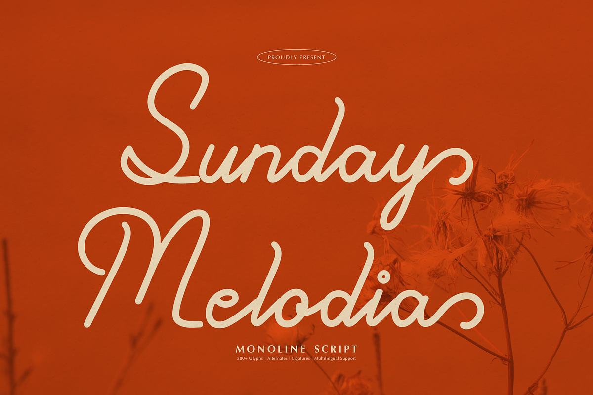 Sunday Melodia | Monoline Script, a Script Font by gracetype_studio (Photo 1 of 12)