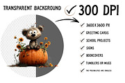 Bear with Pumpkin Watercolor Clipart, a Seasonal Illustration by Craft Nest (Thumbnail 2 of 6)