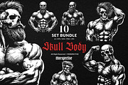 10 Bundle Dark Art Skull Bodybuilder, an Illustration by Morspective (Thumbnail 1 of 7)
