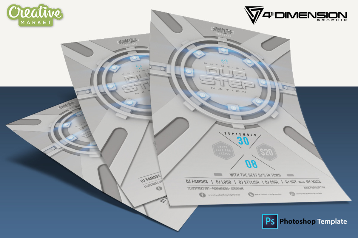 Futurism Dupstep A4 flyer Template, a Flyer Template by Ravi Rajcoomar (Photo 3 of 3)