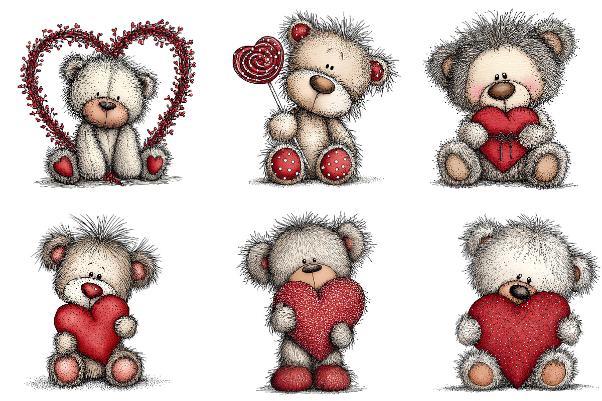 Valentine's Teddy Bear Clipart, an Illustration by Dream Creation (Photo 2 of 8)