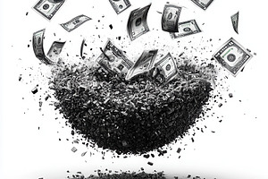 Shattered Dreams Money Crumbling Des, an Abstract Photo by Pixeness Studio