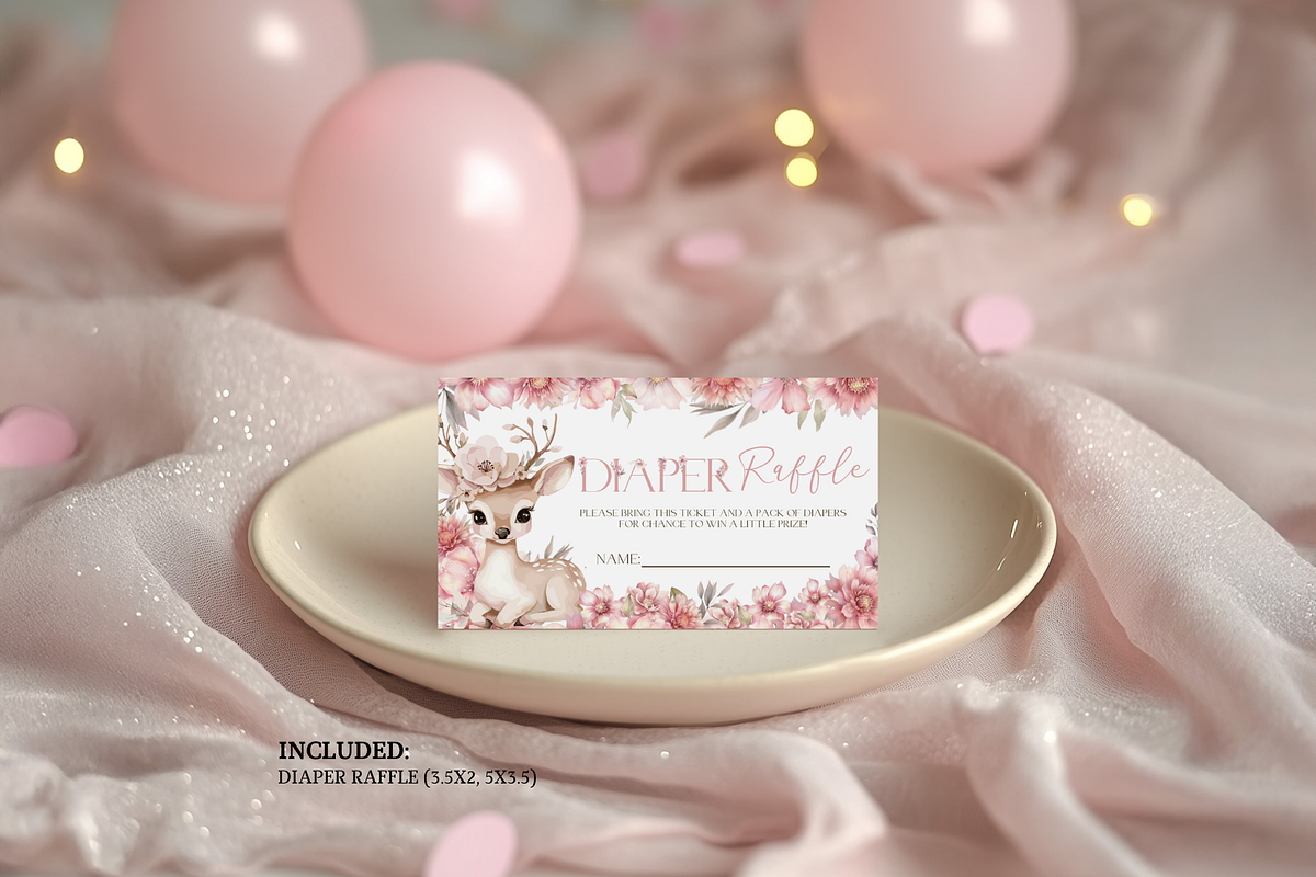 Editable Oh Deer Girl Invite Set, an Invitation Template by Digital_Mind (Photo 4 of 7)