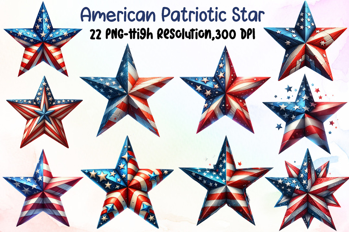 American Patriotic Star Clipart, an Illustration by Sublimation Artist (Photo 1 of 6)