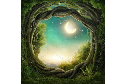 Enchanted dark forest, a Wallpaper Graphic by EleSArtDesign