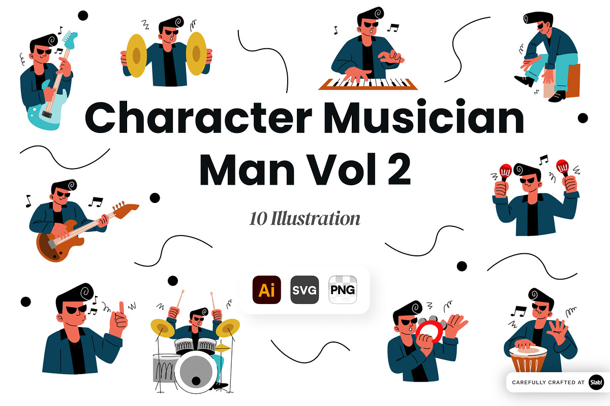 Character Musician Man Vol 2, a Person Illustration by SLAB! Design (Photo 1 of 3)