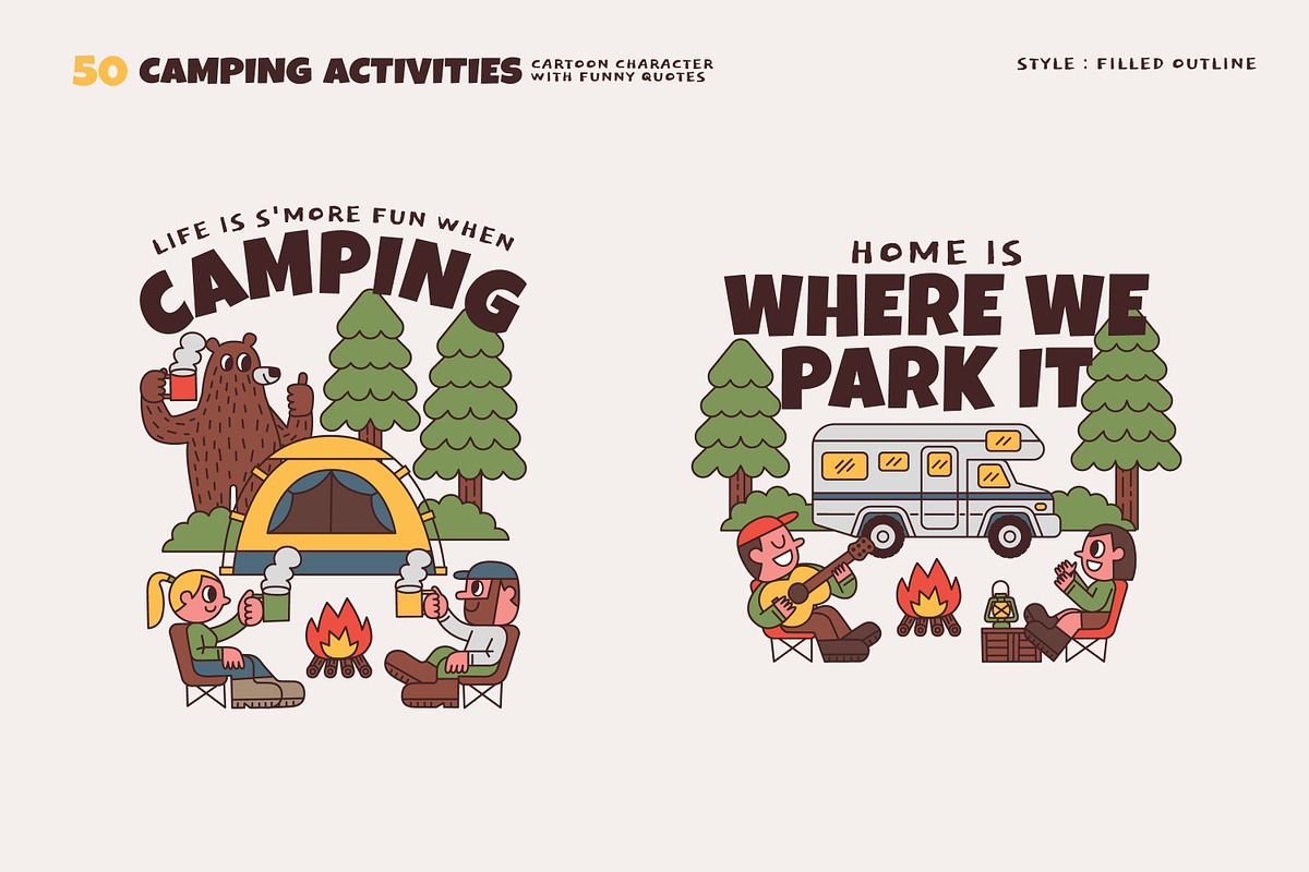 50 Camping Activities, an Illustration by monkik (Photo 2 of 21)