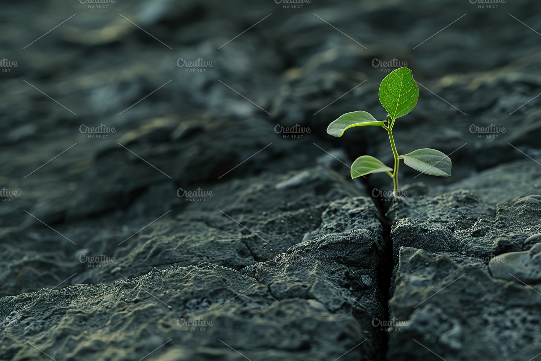 Green sprout growing from a stone crack, a Nature Photo by AlyaAnd