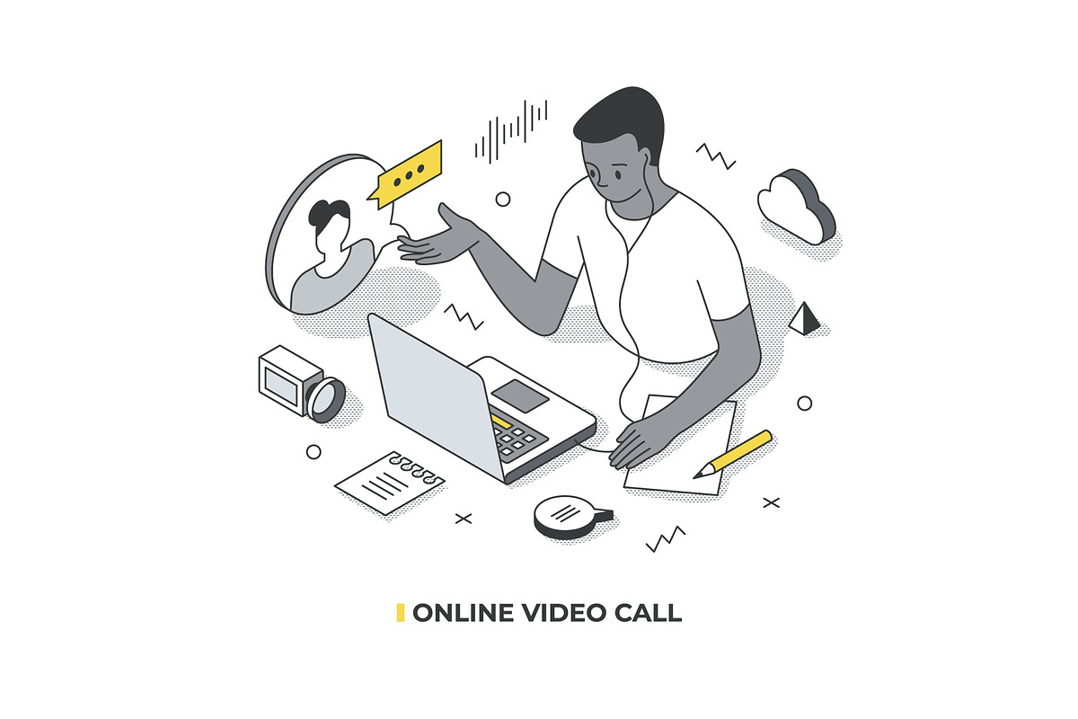 Isometric Lines Illustrations Set, a Person Illustration by Rassko (Photo 10 of 12)